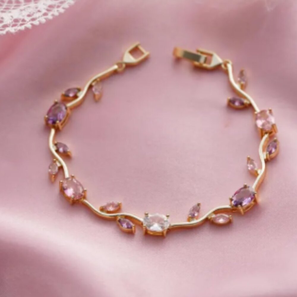 Gold Pastel Tulip Floral Bracelet